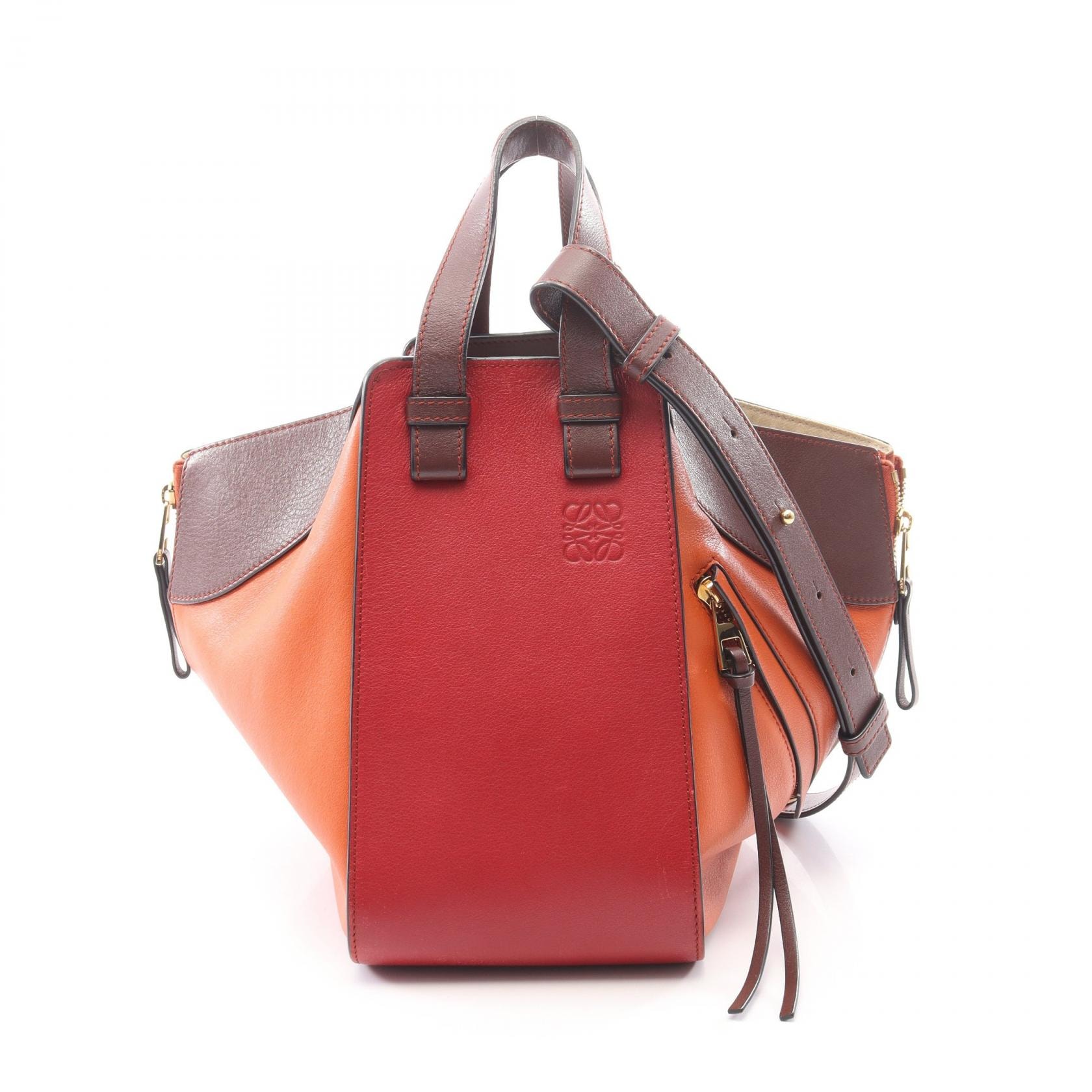 ロエベ LOEWE ハンモックバッグ スモール 2WAY ハンドバッグ バッグ レザー レディース オレンジ系 / ブラウン系 / レッド系 【中古】
