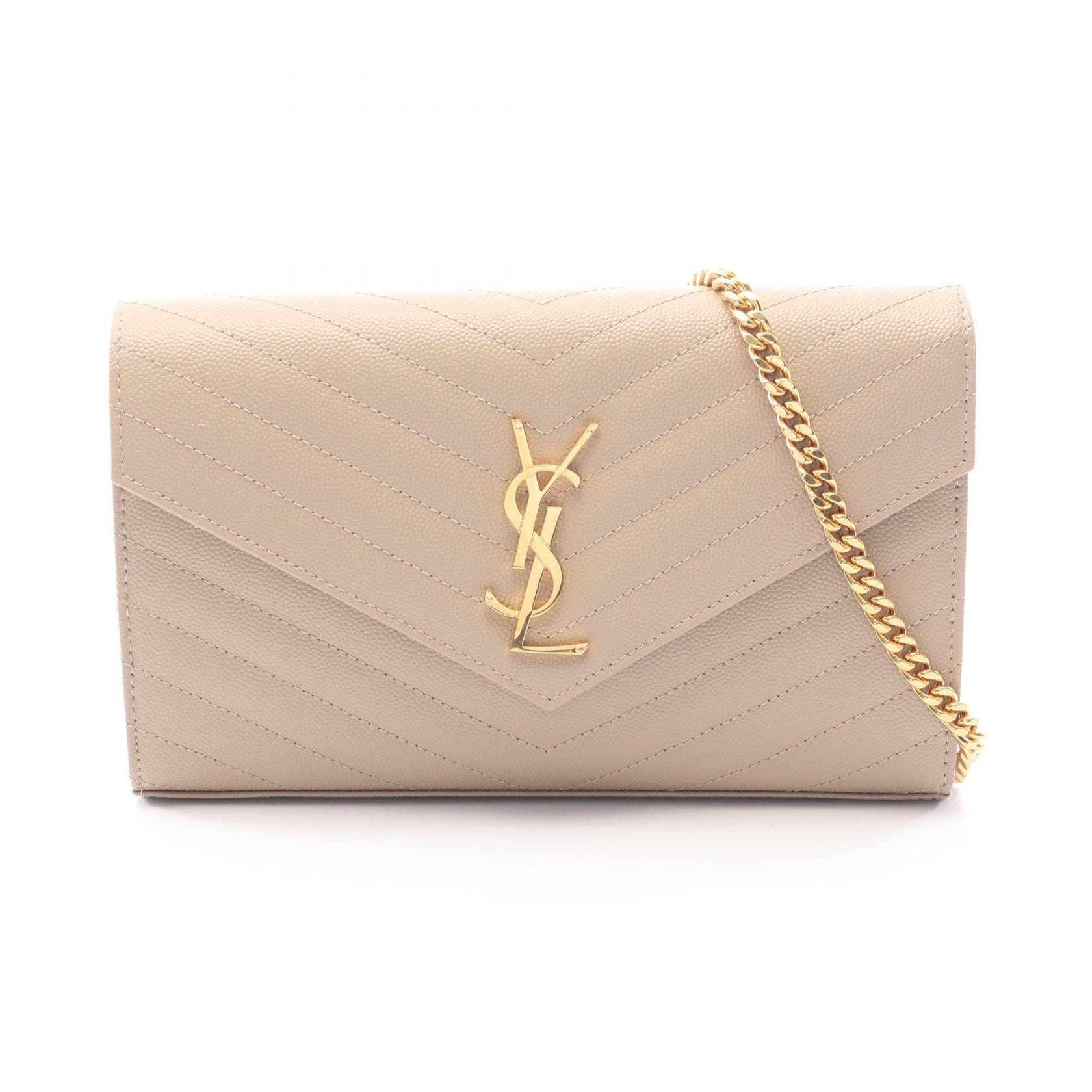 サンローランパリ SAINT LAURENT PARIS カサンドラ クラシック ショルダーバッグ バッグ レザー レディース ベージュ系 377828BOW012721 【新品】