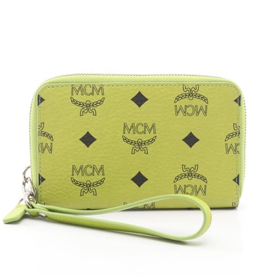 エム・シー・エム MCM ヴィセトス ラウンド財布 財布 レザー レディース グリーン系 【中古】