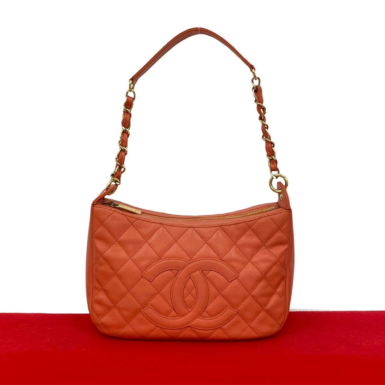 CHANEL シャネル マトラッセ ココマーク マットキャビアスキン ショルダーバッグ ピンク
 21321