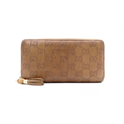 GUCCI グッチ シマ 長財布 レザー ブラウン 財布 タッセル GGロゴ