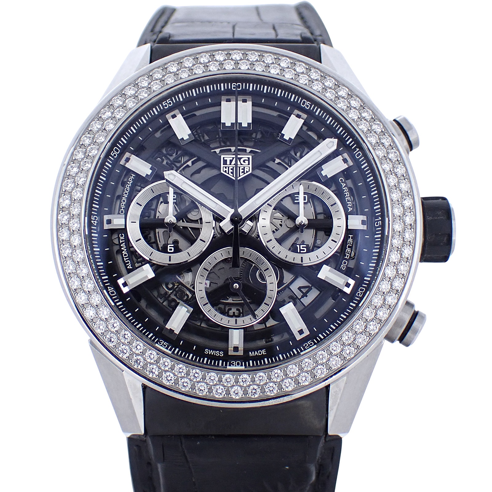 日本限定50本 ベゼルダイヤ TAG HEUER タグホイヤー カレラ キャリバーホイヤー02 CBG2A12 メンズ 腕時計