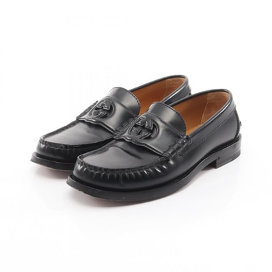 グッチ GUCCI インターロッキングG ローファー 靴 レザー レディース ブラック系 738676 【中古】