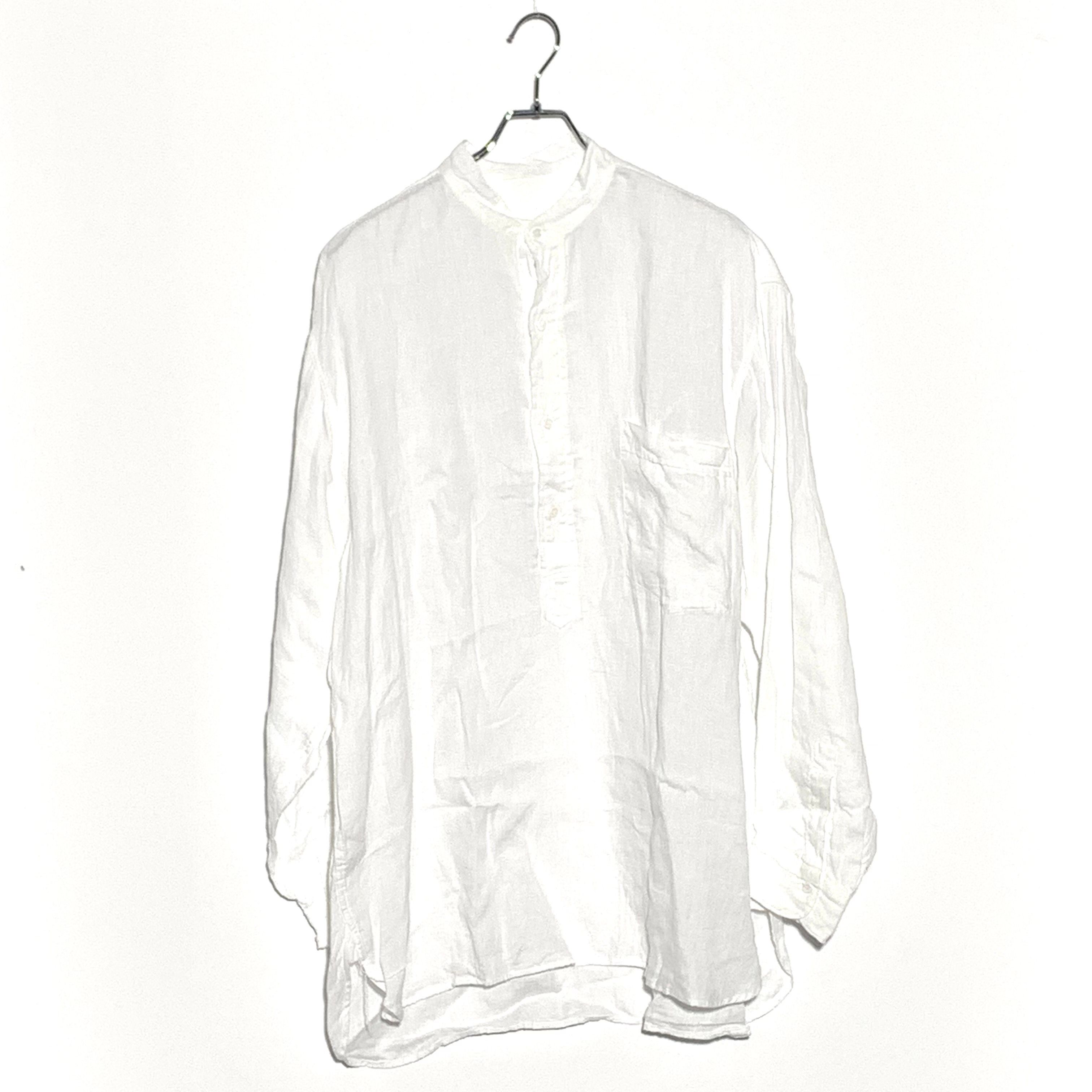 COMOLI Linen Double Cloth Pullover Shirt "White"