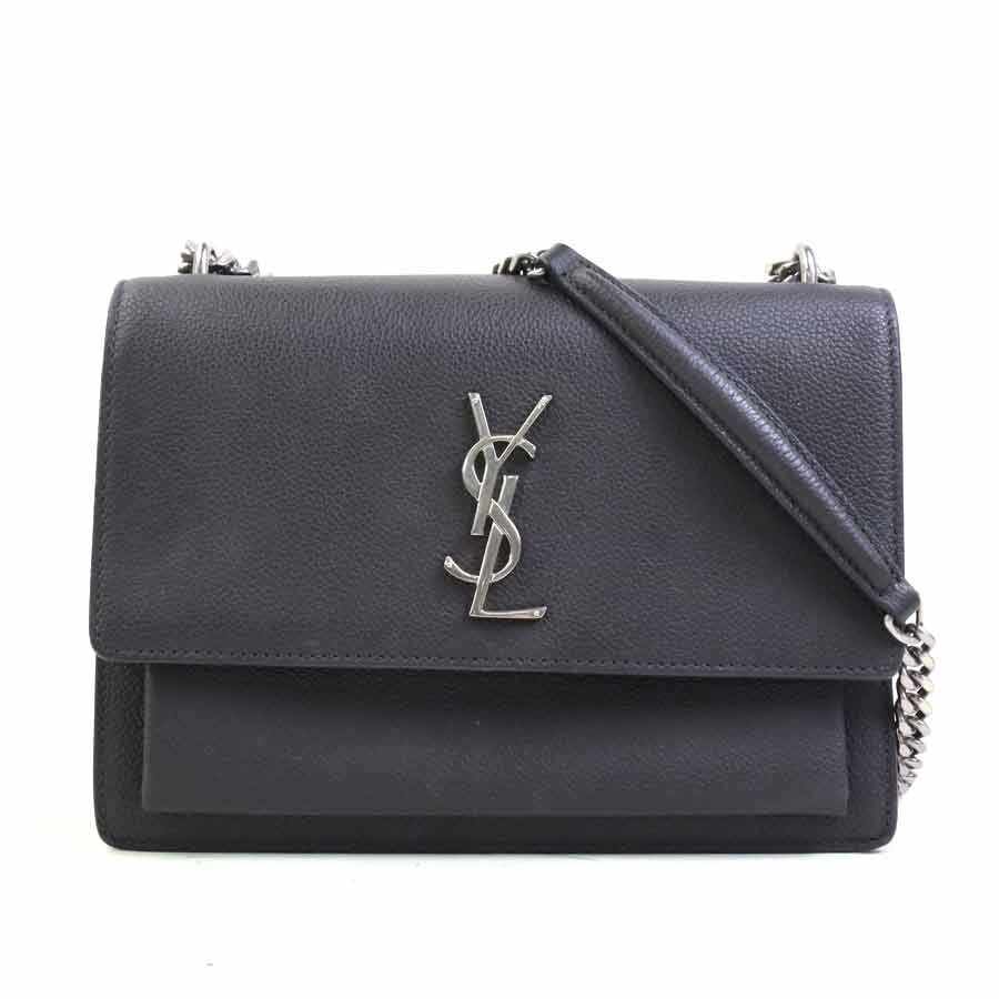 サンローラン SAINT LAURENT ショルダーバッグ レザー/メタル グレー/シルバー レディース【中古】 e62062k