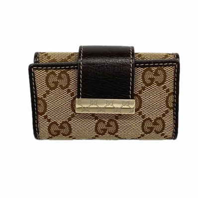 【6eb0687-k】グッチ キーケース GGキャンバス 212098 キャンバス ベージュ シャンパンゴールド金具【中古】メンズ レディース ユニセックス