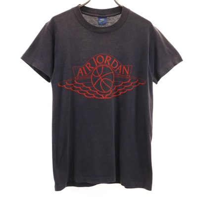 NIKE ナイキ 80s ヴィンテージ 紺タグ AIR JORDAN 半袖 Tシャツ S チャコール シングルステッチ