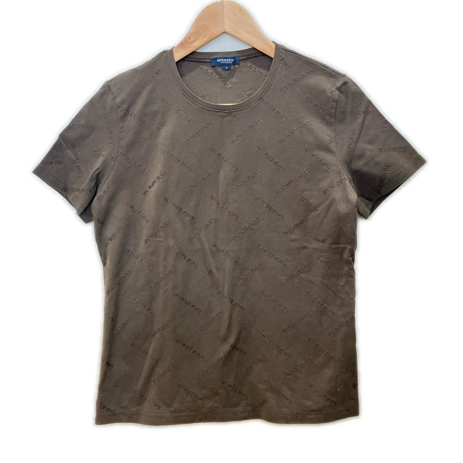 バーバリーロンドン FAA16-329 ブラウン ロゴ刺繍 総柄 Tシャツ 2
