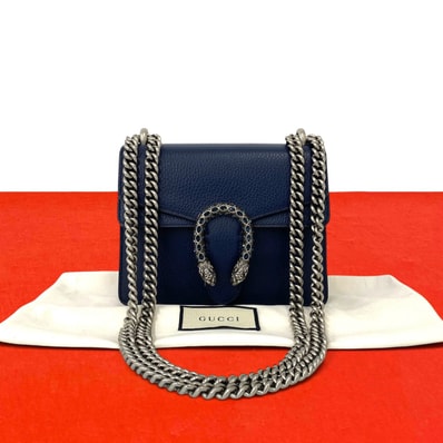 GUCCI グッチ ディオニュソス ラインストーン 金具 レザー ショルダーバッグ ネイビー
80161