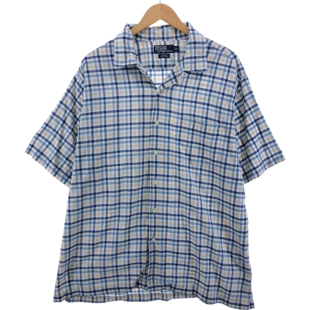 古着 ラルフローレン Ralph Lauren POLO by Ralph Lauren ADAMS オープンカラー 半袖 チェックシャツ ボックスシャツ メンズXL相当/eaa544750