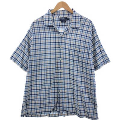 古着 ラルフローレン Ralph Lauren POLO by Ralph Lauren ADAMS オープンカラー 半袖 チェックシャツ ボックスシャツ メンズXL相当/eaa544750