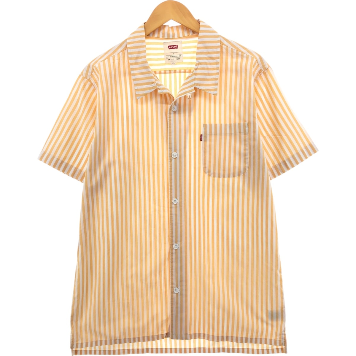 古着 リーバイス Levi's ストライプ柄 半袖 オープンカラー コットンシャツ ボックスシャツ メンズL相当/eaa560408