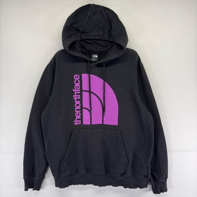 古着 ザ・ノースフェイス THE NORTH FACE パーカー プルオーバー ロゴ スウェット プリント L ブラック系 プリント メンズ