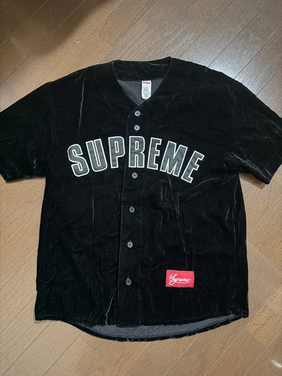 Supreme Velvet Baseball Jersey "Black"