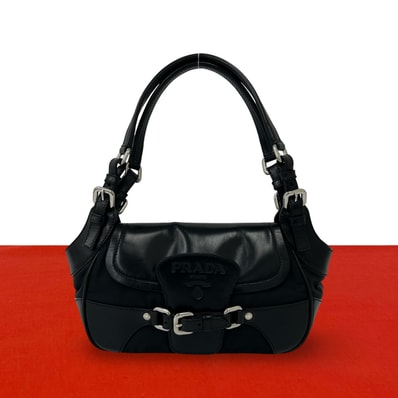 PRADA プラダ レザー ナイロン ショルダーバッグ ブラック
34013
