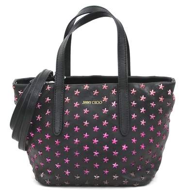 ジミーチュウ JIMMY CHOO ハンドバッグ ショルダーバッグ ソフィアS レザー/メタル ブラック/ピンク レディース【中古】 56753k