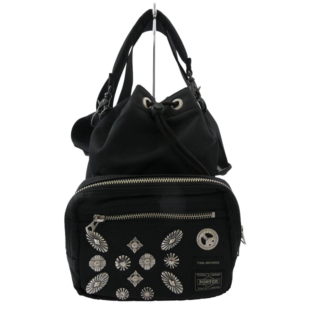 PORTER ポーター バッグ STRING BAG スタッズコンチョ装飾 ストリングバッグ ブラック系【中古】
