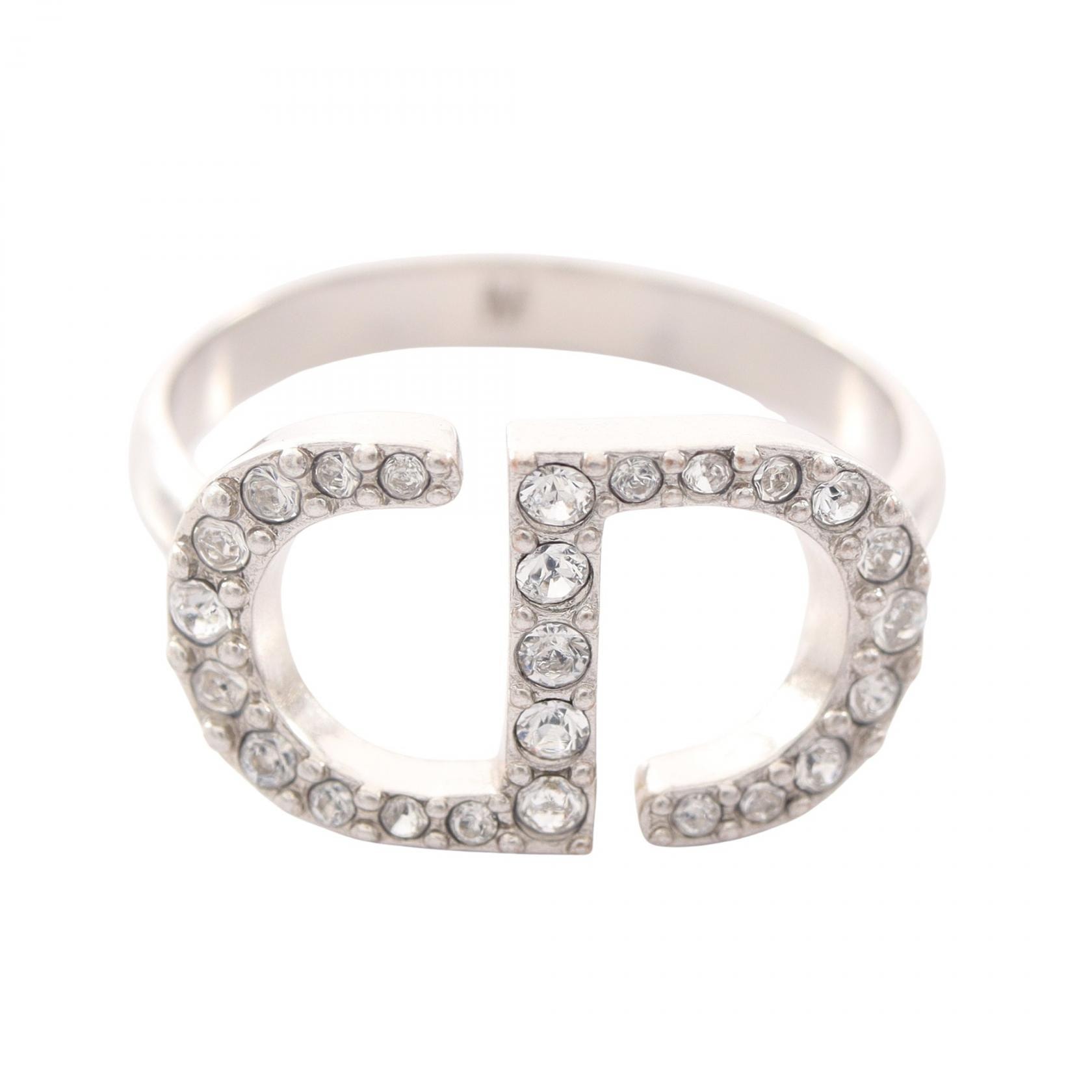 ディオール Dior CDロゴ リング・指輪 ジュエリー メタル ラインストーン レディース シルバー系 / クリア系 【中古】