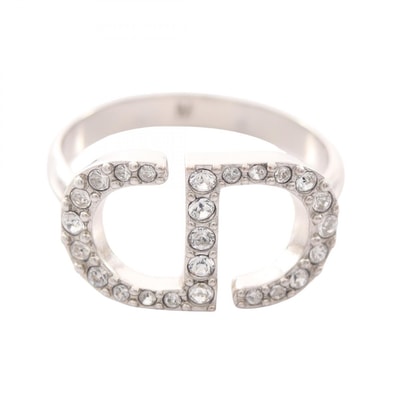 ディオール Dior CDロゴ リング・指輪 ジュエリー メタル ラインストーン レディース シルバー系 / クリア系 【中古】