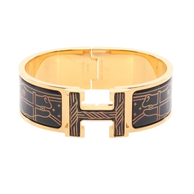エルメス HERMES クリッククラックH バングル アクセサリー GP(ゴールドメッキ) ゴールド レディース ブラック系 / ゴールド系 【中古】