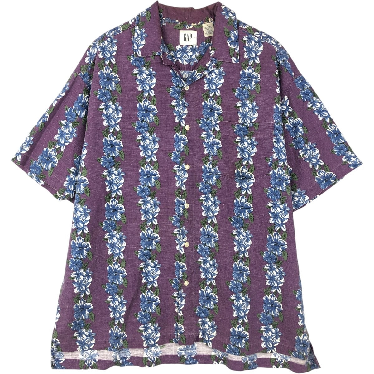 古着 90年代 ギャップ GAP オールドギャップ 総柄 ハイビスカス柄 オープンカラー ハワイアンアロハシャツ ボックスシャツ メンズL相当 ヴィンテージ/eaa660167
