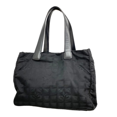 【6ib2842】シャネル トートバッグ ニュートラベル ナイロン ブラック シャンパンゴールド金具【中古】レディース