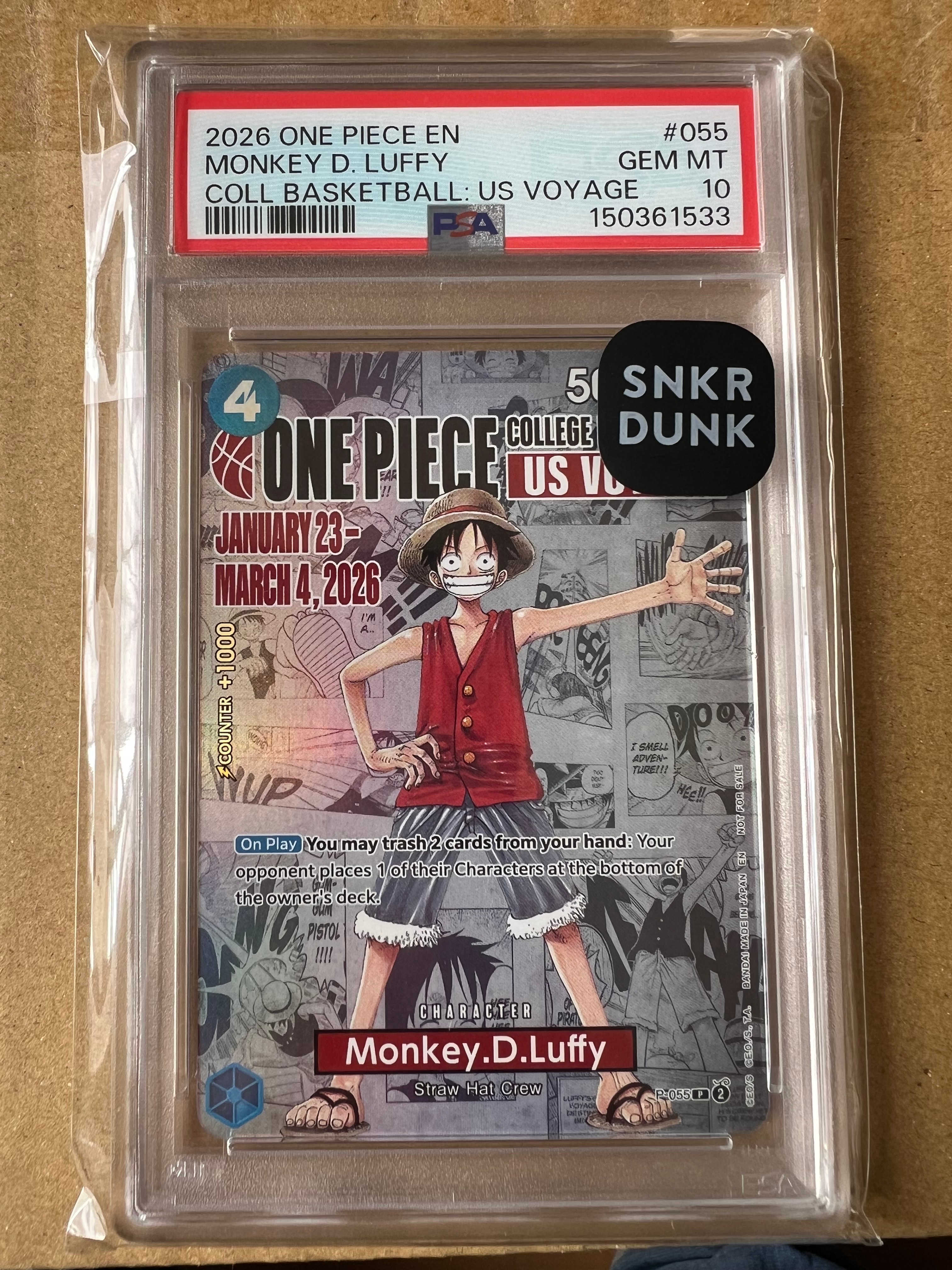 モンキー・D・ルフィ:P (開封済) [P-055]【英語版】(プロモーションカード「ワンピース カレッジ バスケットボール:USボヤージュ」)