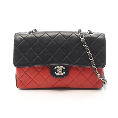 シャネル CHANEL マトラッセ シングルフラップ バイカラー ショルダーバッグ バッグ ラムスキン(羊革) レディース ブラック系 / レッド系 【中古】