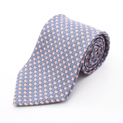 エルメス HERMES カニ柄 ネクタイ 衣料品 シルク シルク ピンク メンズ ブルー系 / ピンク系 【中古】