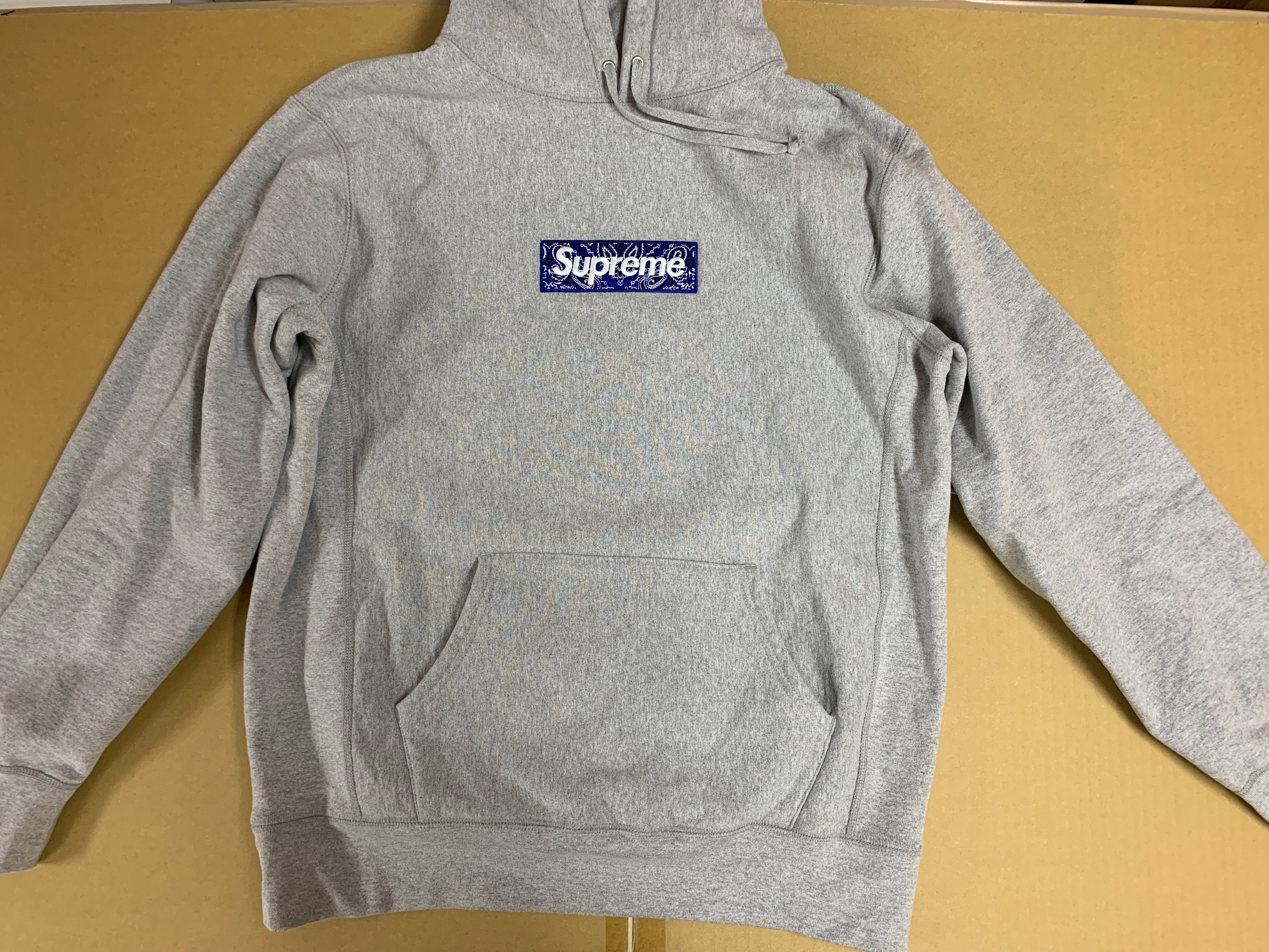 Supreme Bandana Box Logo Hooded Sweatshirt "Grey"