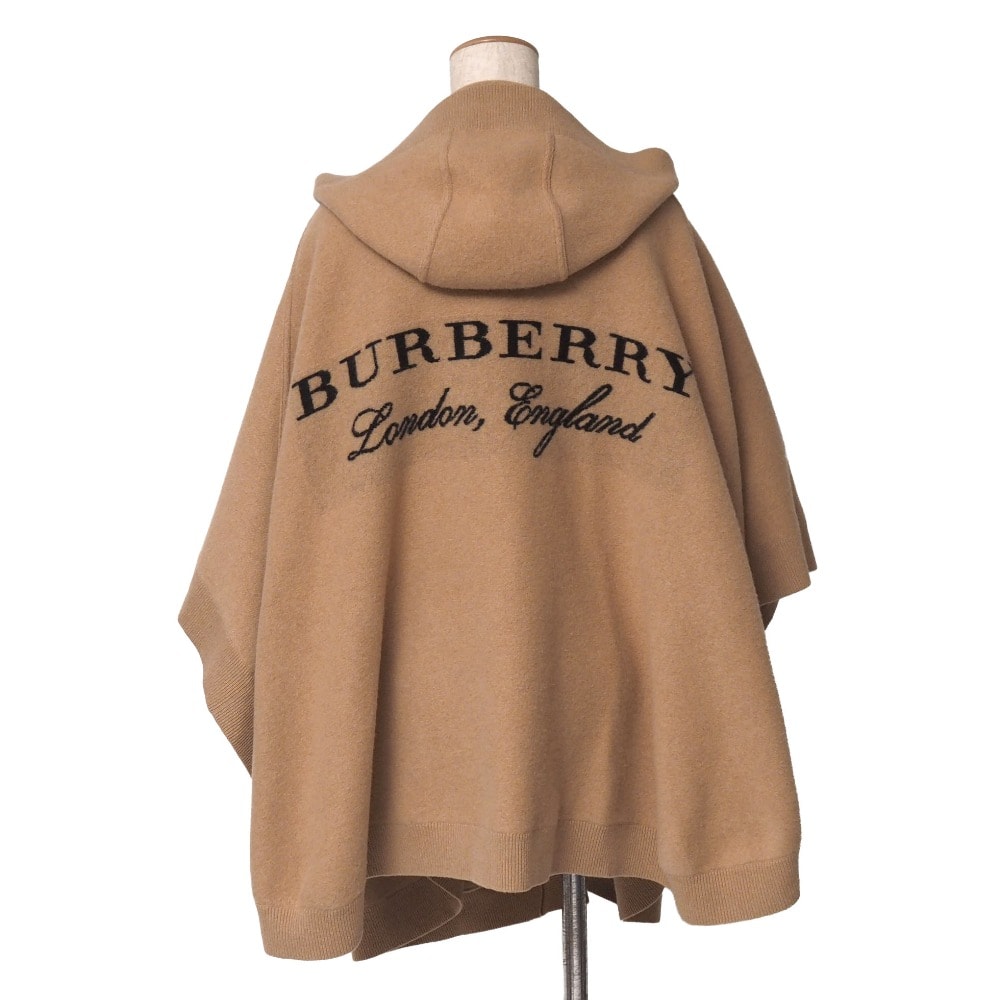 BURBERRY バーバリー Carla/カーラ ポンチョ サイズ150×120 ケープ カシミヤ バックロゴ フーディー イタリア製 ブランド古着【中古】20261024/RB1363