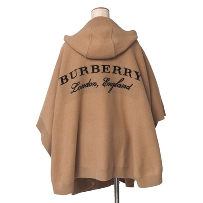 BURBERRY バーバリー Carla/カーラ ポンチョ サイズ150×120 ケープ カシミヤ バックロゴ フーディー イタリア製 ブランド古着【中古】20261024/RB1363