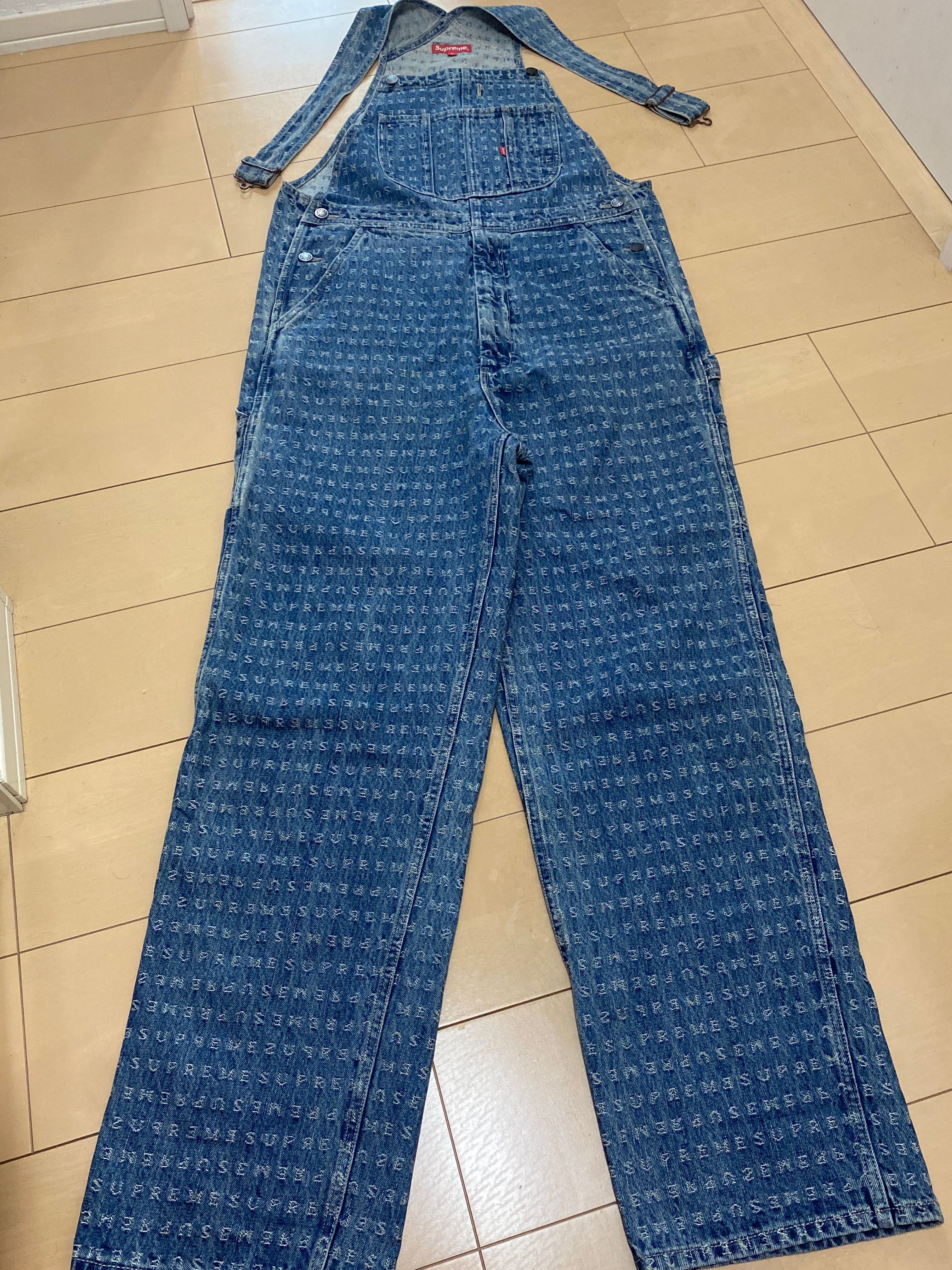 Supreme Jacquard Logos Denim Overalls 