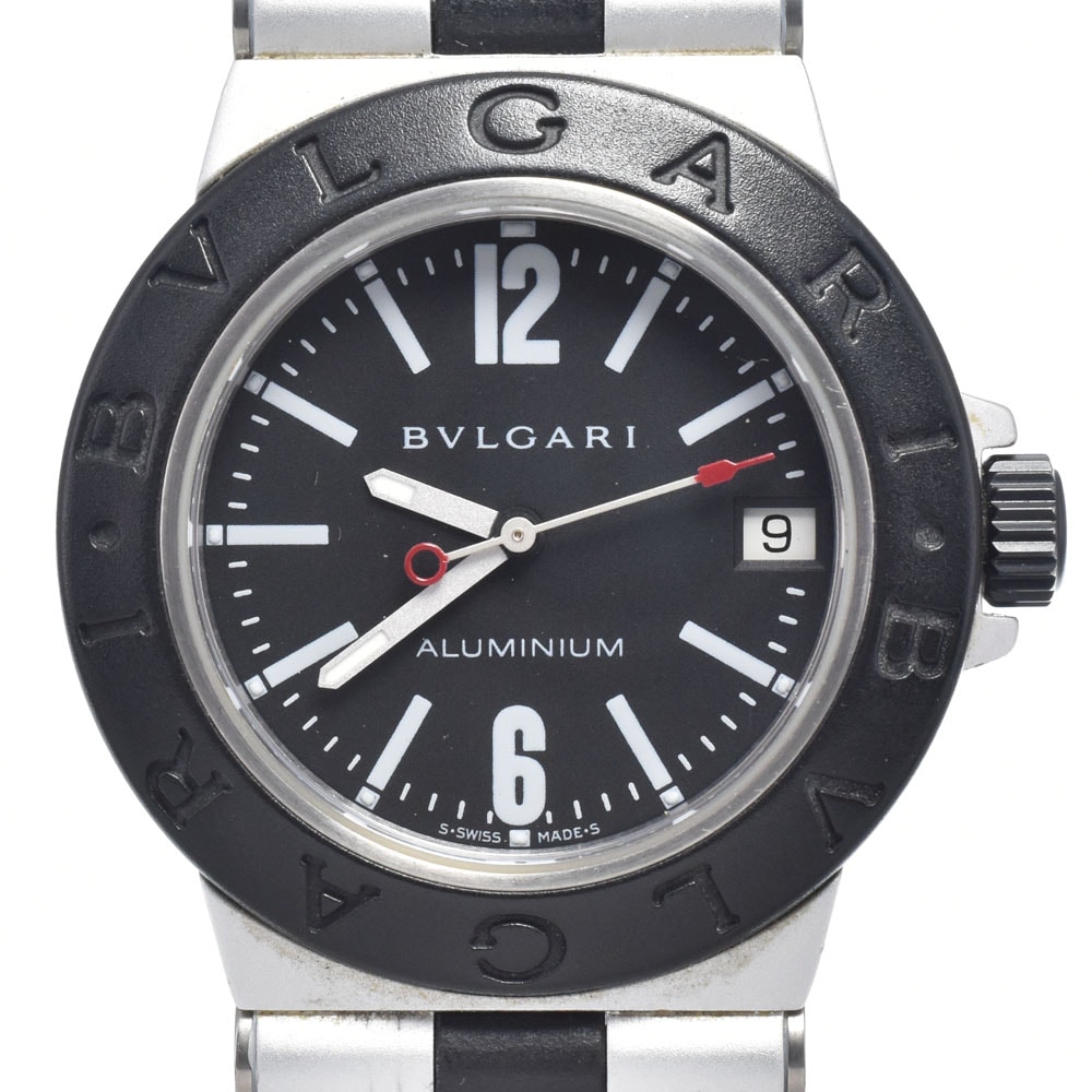 ブルガリ BVLGARI AL32TA アルミニウム デイト ブラック クォーツ ユニセックス 良品 腕時計 L#148418