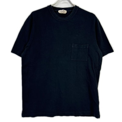 エルメス ブラック コットン H刺繍 半袖Tシャツ XL