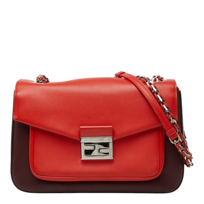フェンディ チェーンショルダーバック 8BR677 レッド ボルドー レザー レディース FENDI 【中古】