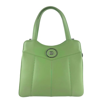 グッチ GUCCI ハンドバッグ ショルダーバッグ レザー グリーン シルバー レディース【中古】 z10291