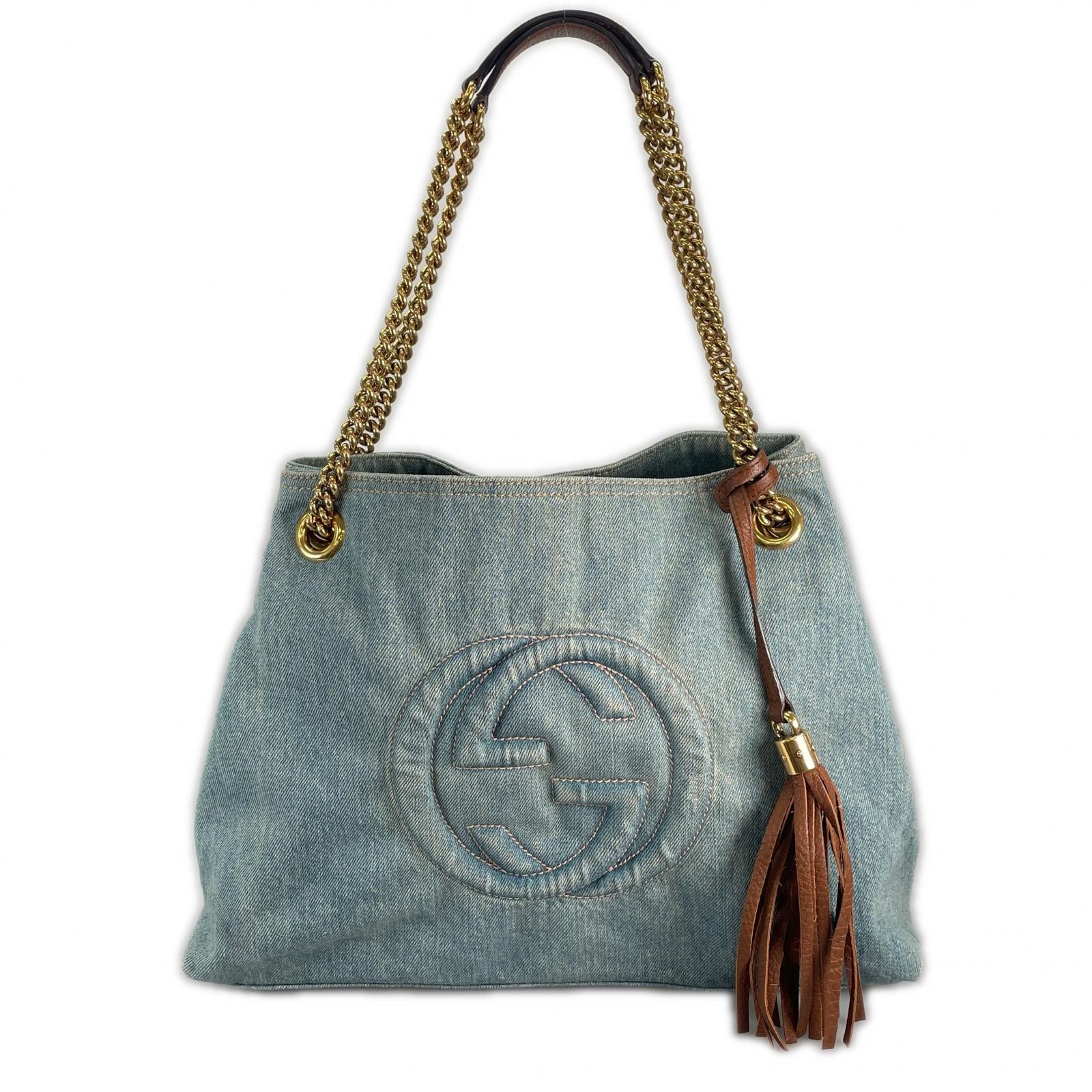 GUCCI グッチ 308982 ハンドバッグ デニム ブルー レディース【中古】