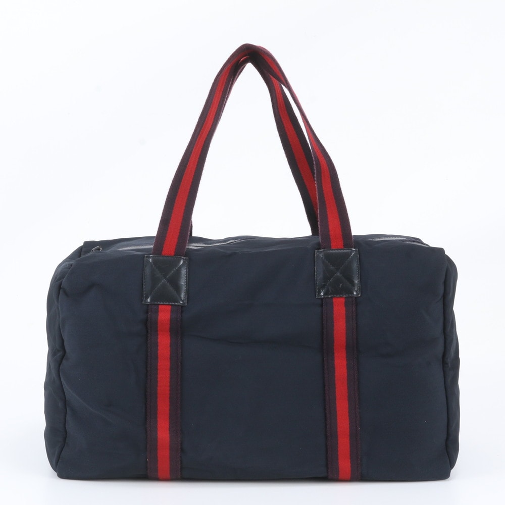 ■美品 グッチシェリー ライン ボストン バッグ レザー×ナイロン
