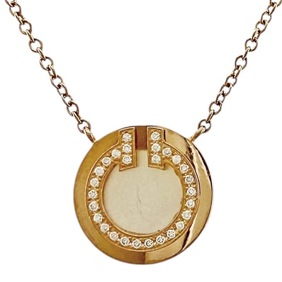 ティファニー ティファニー T サークル ペンダント ネックレス 18金 K18ピンクゴールド ダイヤモンド レディース TIFFANY&Co. 中古