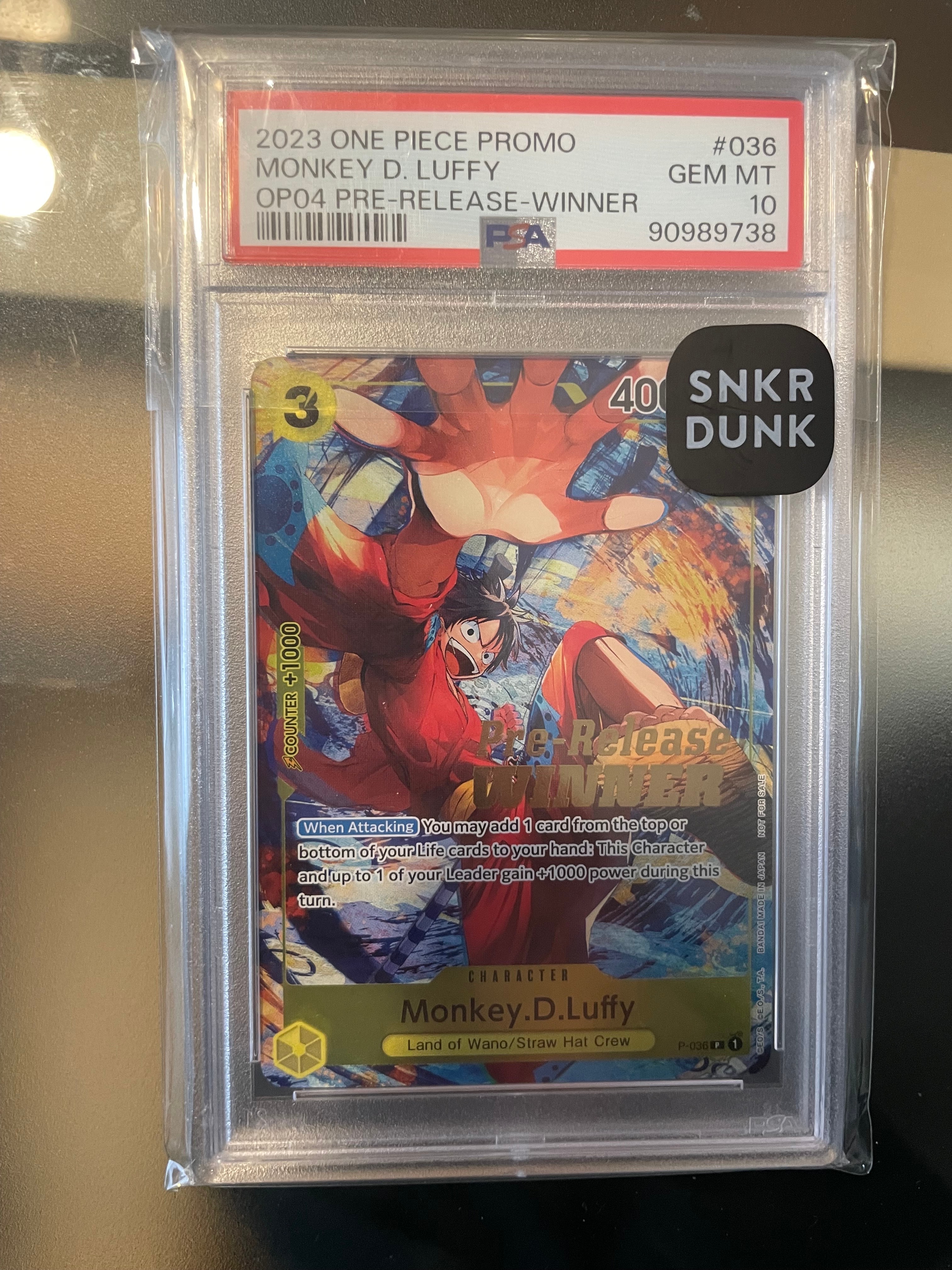PSA10 ルフィ Gold Stamp P-036 Winner プロモ PSA10】モンキー・D・ルフィ：Silver Foil + Gold Stamp P [P-036