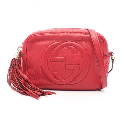 グッチ GUCCI ソーホー ディスコバッグ インターロッキングG ショルダーバッグ バッグ レザー レディース レッド系 308364 【中古】
