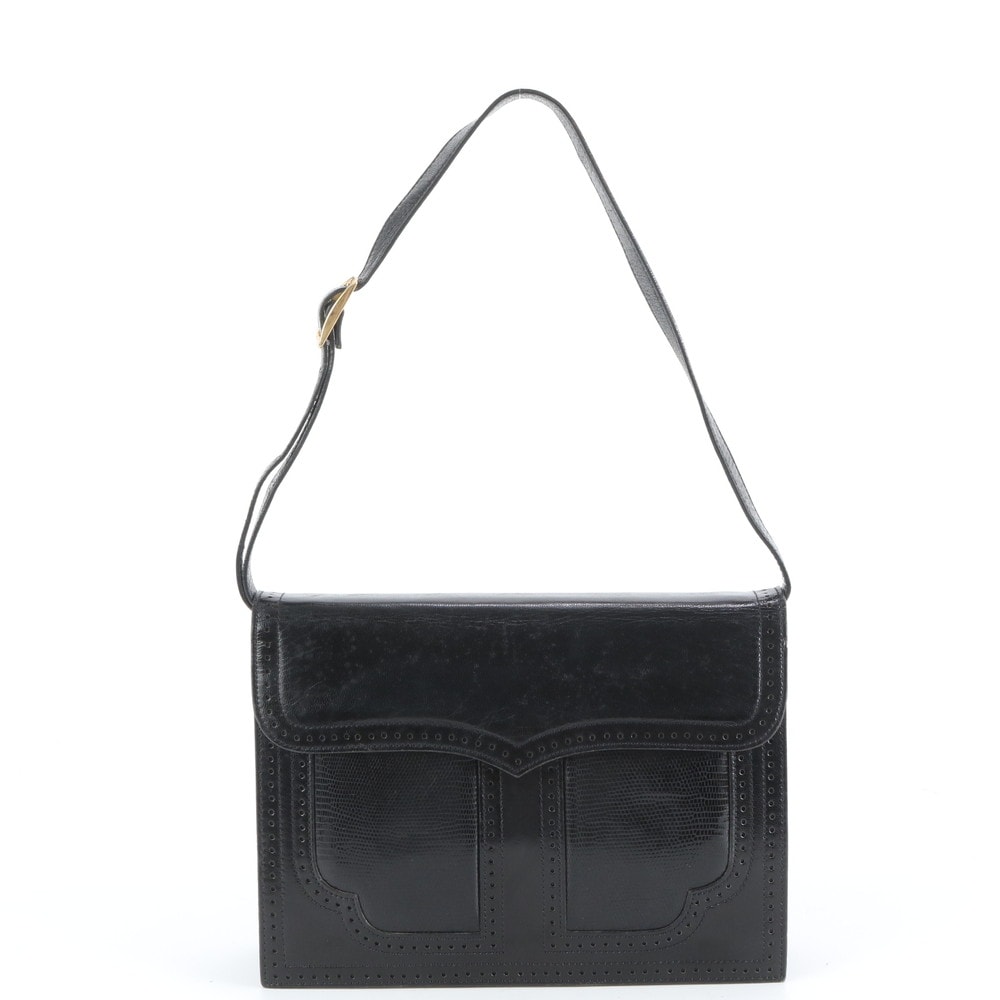 イヴ サンローラン YSL リザード エンボスショルダーバッグ