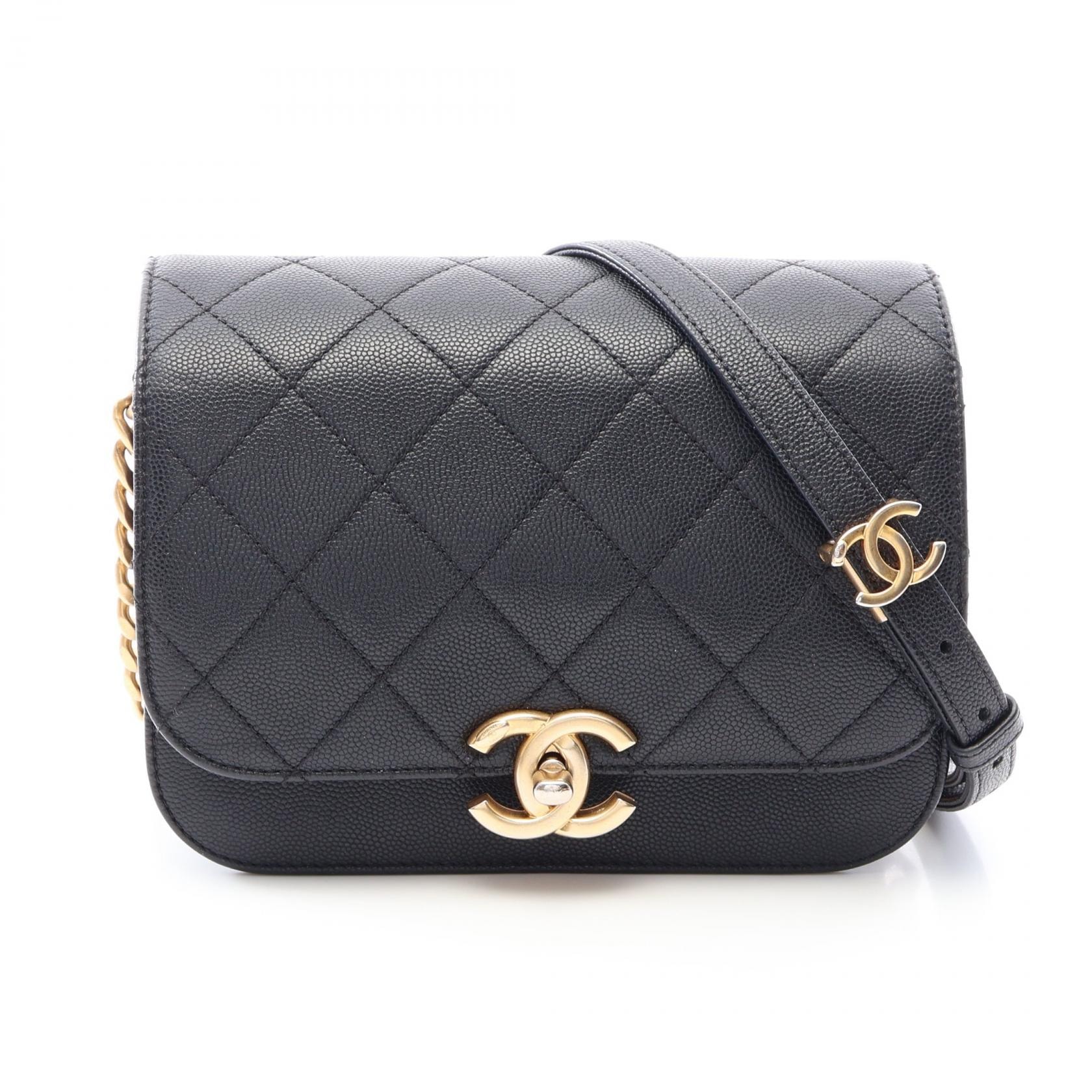 シャネル CHANEL マトラッセ ショルダーバッグ バッグ キャビアスキン(グレインドカーフ) レディース ブラック系 AS2823 【中古】