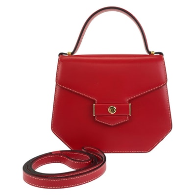 美品 Christian Dior クリスチャンディオール ヴィンテージ レッド ゴールド金具 レザー ハンドバッグ ショルダーバッグ 2way 1-0286395 【中古】