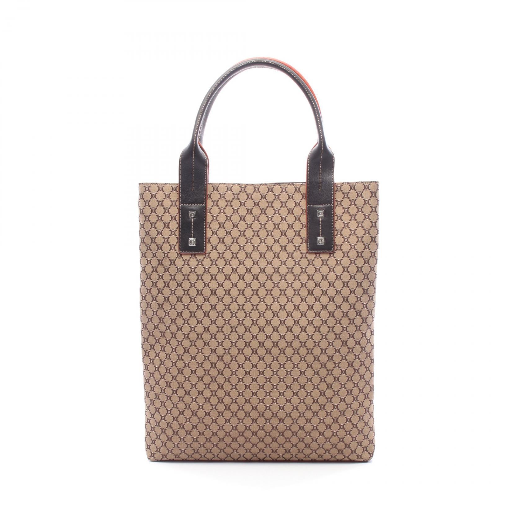 セリーヌ CELINE マカダム トートバッグ バッグ レザー ナイロンキャンバス レディース ブラウン系 【中古】