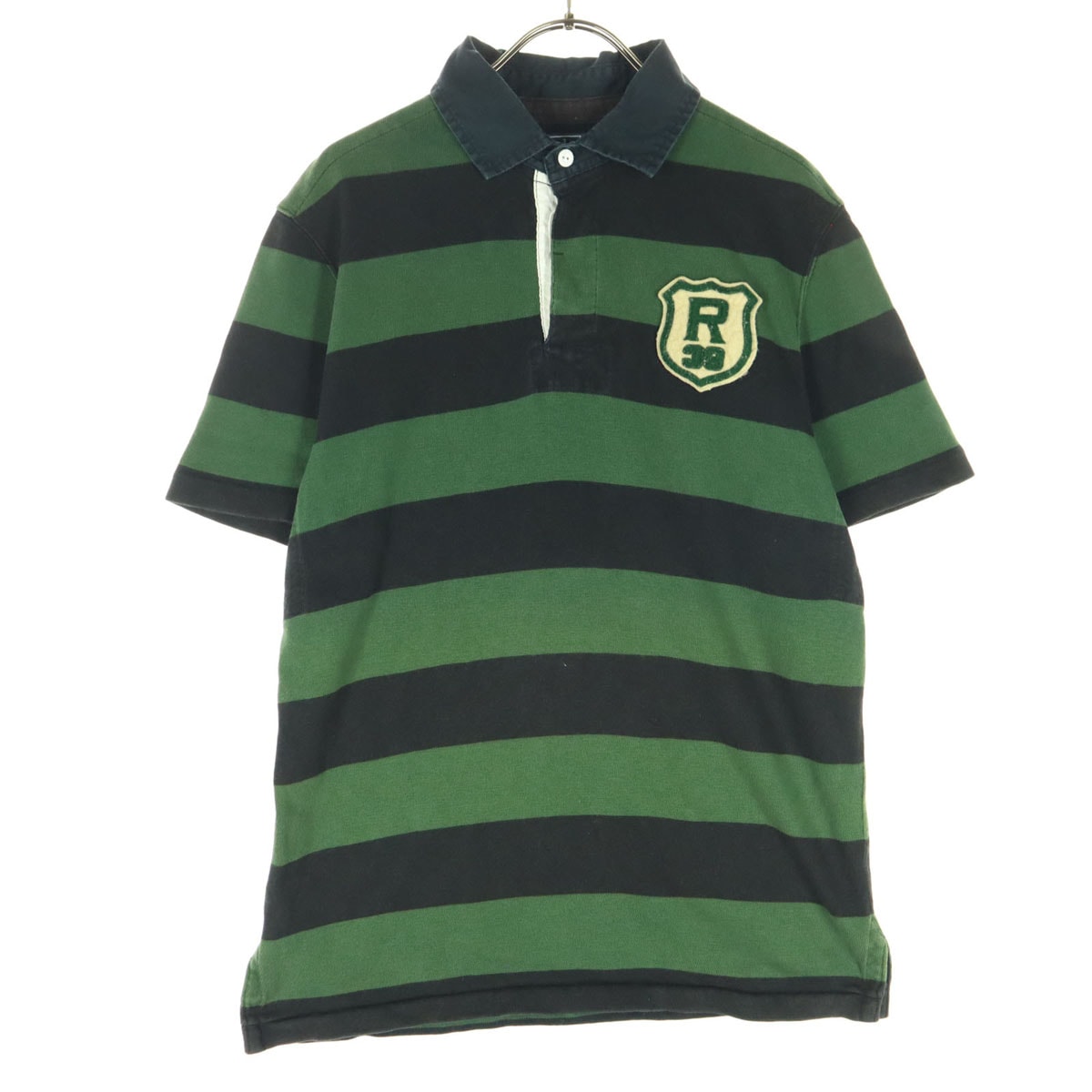 Polo by Ralph Lauren ポロバイラルフローレン ボーダー柄 半袖 ポロシャツ M グリーン系