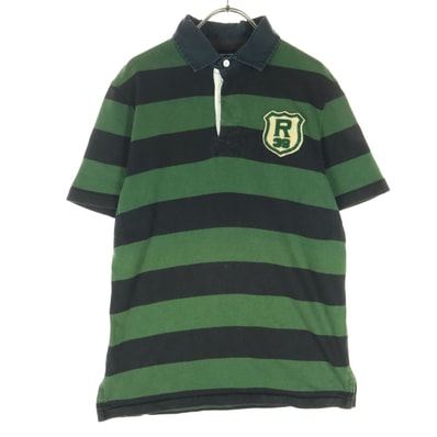 Polo by Ralph Lauren ポロバイラルフローレン ボーダー柄 半袖 ポロシャツ M グリーン系