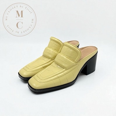 ボッテガヴェネタ BOTTEGAVENETA パンプス 靴 シューズ レザー イエロー ミュール クロコ型押し