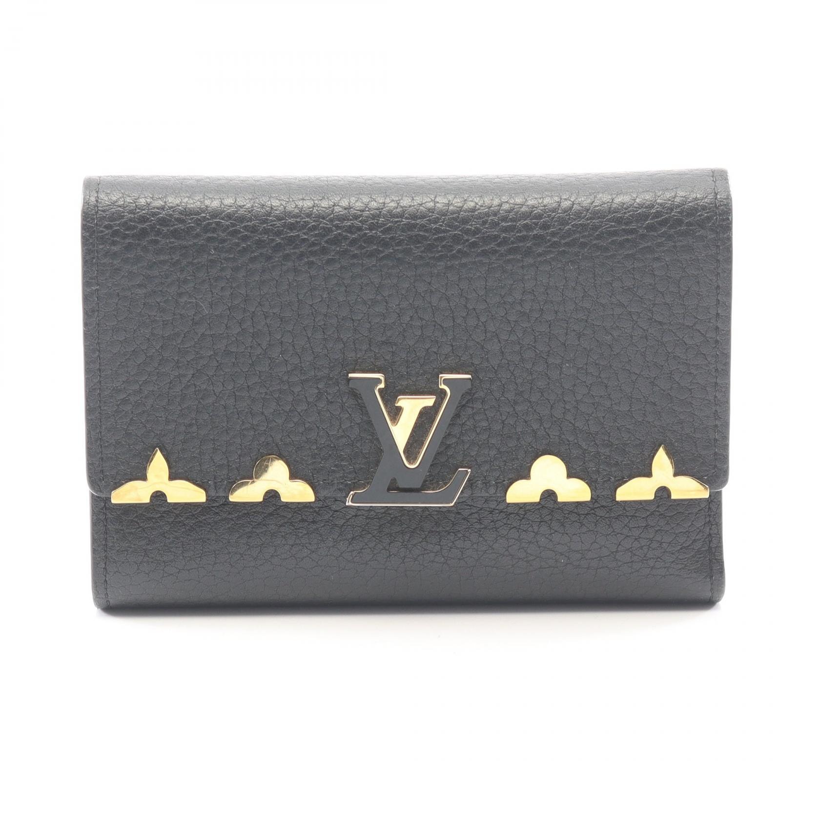 ルイ・ヴィトン LOUIS VUITTON ポルトフォイユ カプシーヌ コンパクト ノワール 三つ折り財布 財布 レザー レディース ブラック系 M67886 【中古】